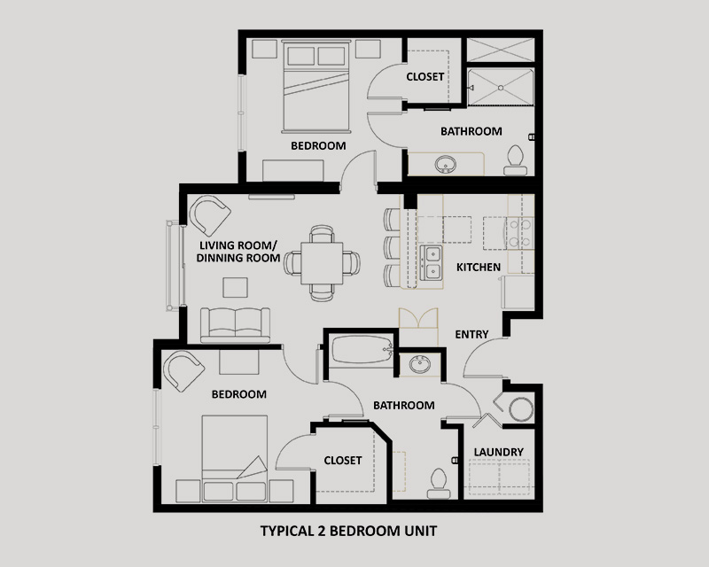The Minuet 2 bedroom apartment floor plan